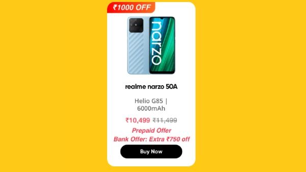 Realme Narzo 50A (Oxygen Blue, 4GB+128GB) Realme Narzo 50A (Oxygen Blue, 4GB+128GB)