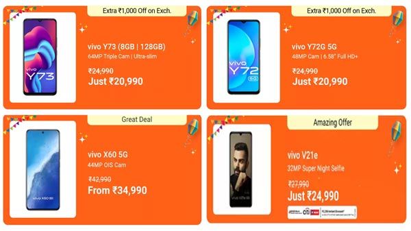 Flipkart Mobile Bonanza Sale 2021: Discount Offers on Vivo Smartphones Flipkart Mobile Bonanza Sale 2021: Discount Offers on Vivo Smartphones
