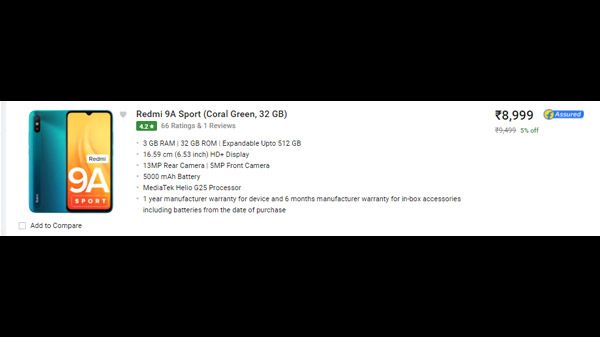 Redmi 9A Sport (Coral Green, 32 GB) (3 GB RAM) Redmi 9A Sport (Coral Green, 32 GB) (3 GB RAM)