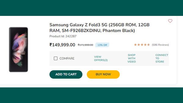 Samsung Galaxy Z Fold3 5G (256GB ROM, 12GB RAM, SM-F926BZGDINU, Phantom Green) Samsung Galaxy Z Fold3 5G (256GB ROM, 12GB RAM, SM-F926BZGDINU, Phantom Green)