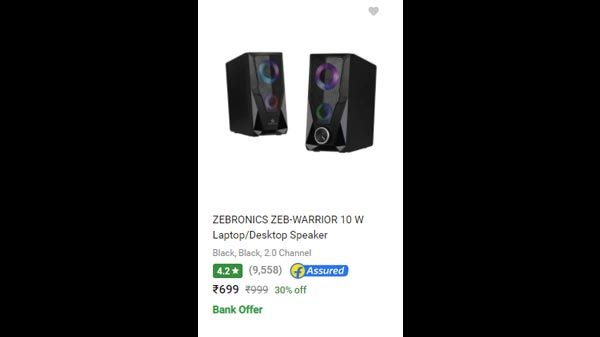 ZEBRONICS ZEB-WARRIOR 10 W Laptop/Desktop Speaker ZEBRONICS ZEB-WARRIOR 10 W Laptop/Desktop Speaker