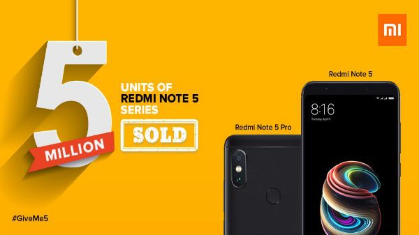 Xiaomi India has sold 5 million Redmi Note 5 smartphones in 4 months Xiaomi India has sold 5 million Redmi Note 5 smartphones in 4 months