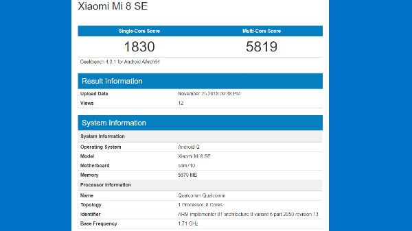 Xiaomi Mi 8 SE is the first Xiaomi phone to run on Android Q OS Xiaomi Mi 8 SE is the first Xiaomi phone to run on Android Q OS