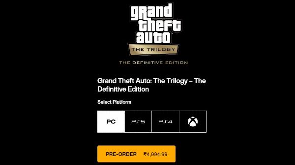 Grand Theft Auto: Trilogy: The Definitive Edition Pre-Order Price Grand Theft Auto: Trilogy: The Definitive Edition Pre-Order Price