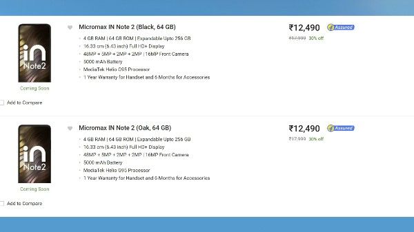 Micromax In Note 2 Pricing Leaked On Flipkart: Start At Rs. 12490 Micromax In Note 2 Pricing Leaked On Flipkart: Start At Rs. 12490