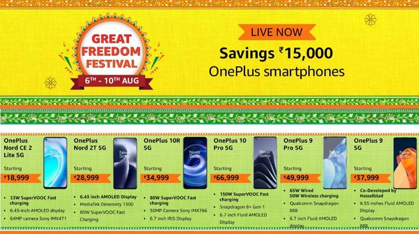Amazon Great Freedom Festival Sale: Discount Offers On OnePlus Phones Amazon Great Freedom Festival Sale: Discount Offers On OnePlus Phones