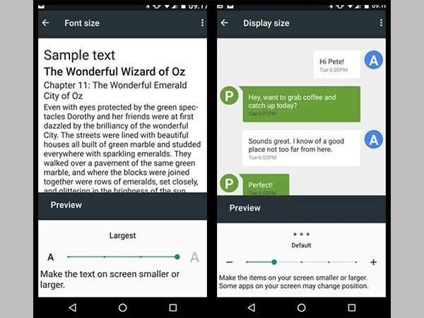 ફોન્ટ અને સ્ક્રીન સાઈઝને સેટ કરવું