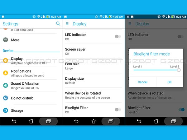 આંખ ને સ્ટ્રેન ના પહોંચે તે માટે બ્લ્યુલાઇટ ફિલ્ટર ને ઓન કરો