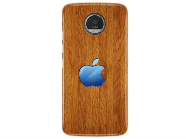 મોટોરોલા મોટો જી5 પ્લસ કવર અને કેસ (વૂડ કલર અને એપલ લોગો) 