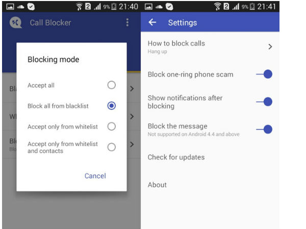 કોલ બ્લોકર ફ્રી - બ્લેકલિસ્ટ 