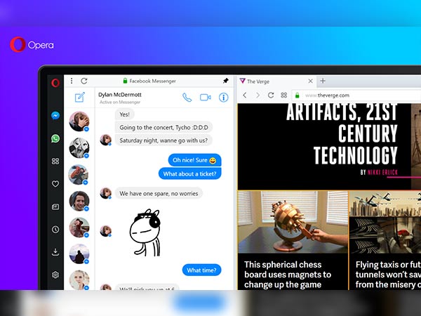 સાઇડબારમાં ફેસબૂક મેસેન્જર ઍક્સેસ