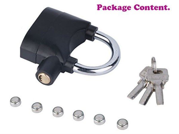 ગેજેટ હિરોની એન્ટિ થેફ્ટ બફલર પેડ લૉક એલાર્મ સિક્યોરિટી સિયોન