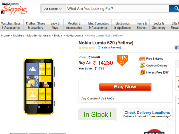 Buy Lumia 620 from Indiatimes Shopping