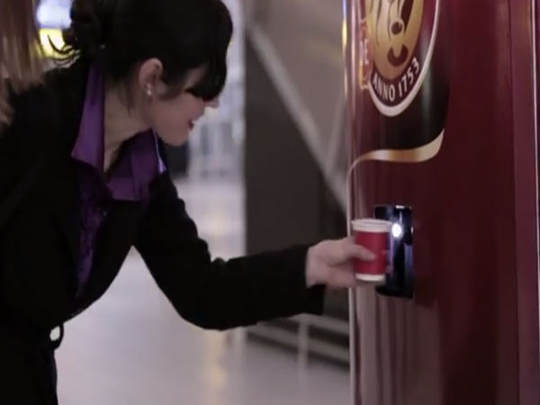 Free Coffee For Yawning At This Machine 