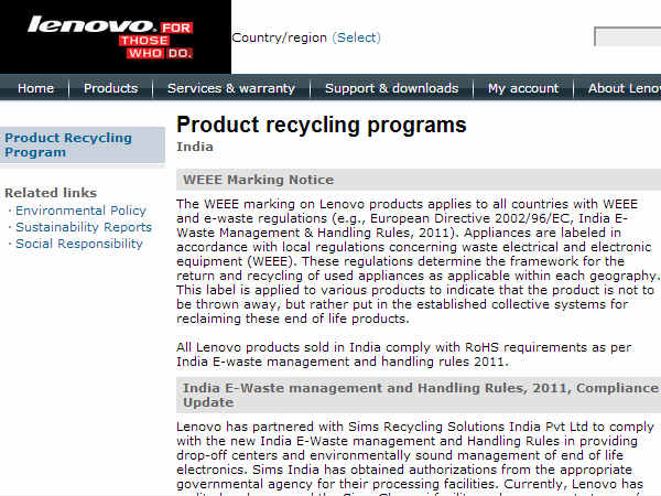  Lenovo Product Recycling Program