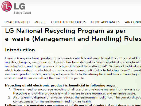   LG Recycling Program