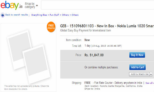 ऑनलाइन साइट ईबे में मिलने लगा नोकिया का लूमिया 1020 विंडो स्‍मार्टफोन 