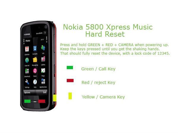 Reset Nokia 5800