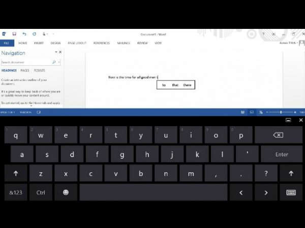 3. Onscreen keyboard swipes