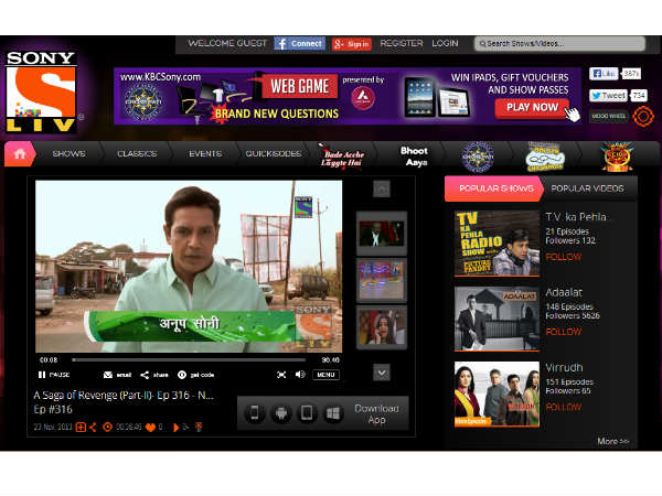 sony tv online