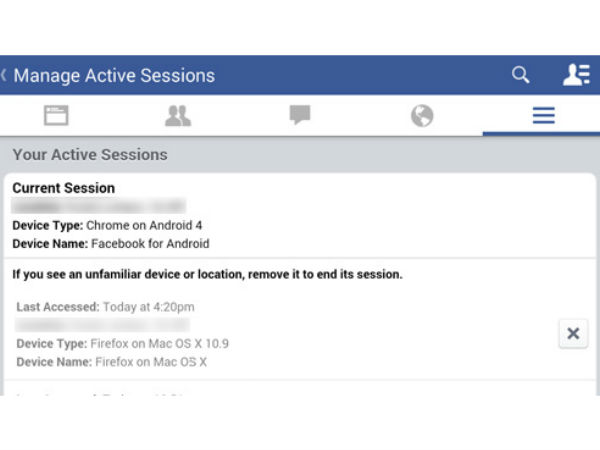 Force Log Out From Any Of Your Active Facebook Sessions