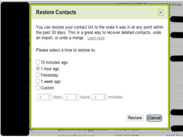 Restore Your Contacts List Restore Your Contacts List