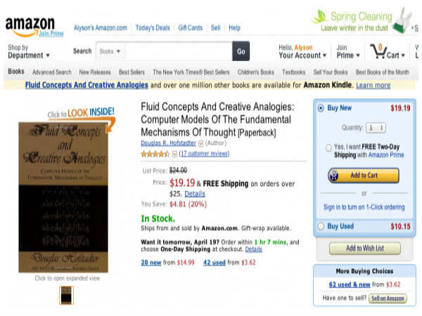 The first Book Purchased on Amazon