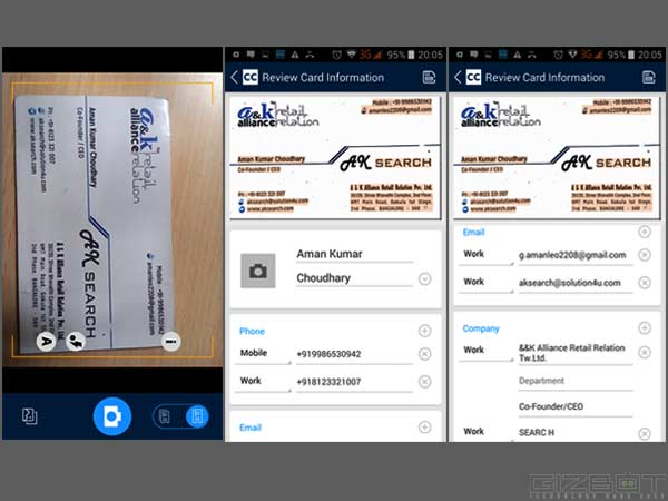 Import Business card contacts to your phone directly 