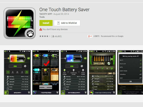 One Touch Battery Saver One Touch Battery Saver