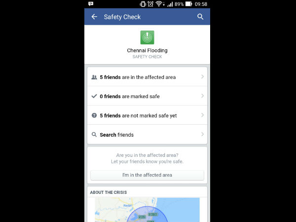 फेसबुक चेन्नई के लिए एक्टिव किया सेफ्टी चेक..!!