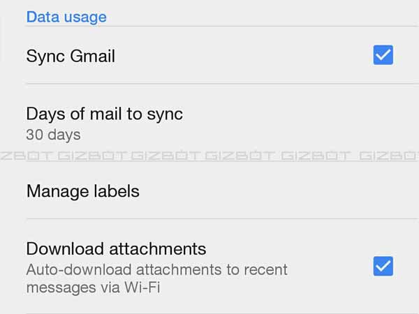 मेल सिंक सेटिंग को मैनुअल करें: