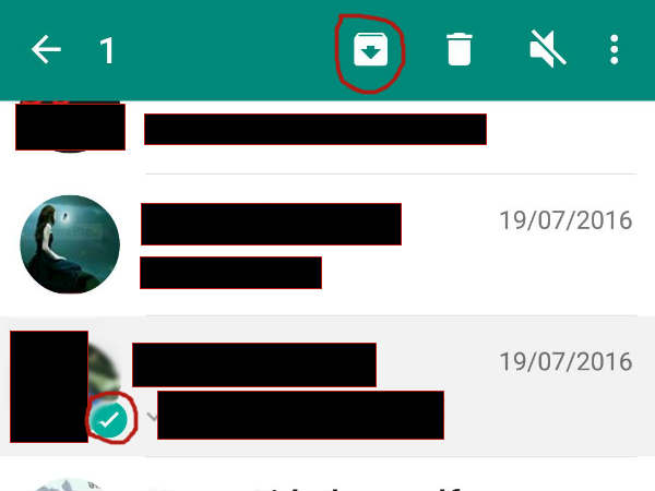 कोई एक चैट आर्काइव करने के लिए