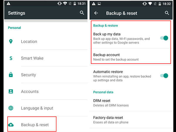 डाटा बैकअप
