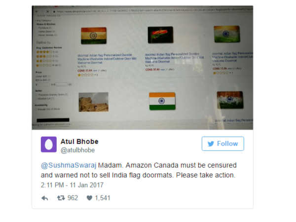 सुषमा स्वराज के ट्वीट के बाद अमेज़न ने हटाए अपने प्रोडक्ट्स!