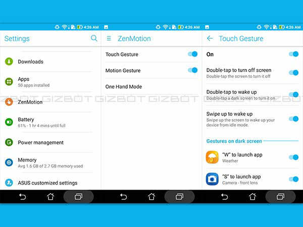 टच जेस्चर एक्टिवेट करें 