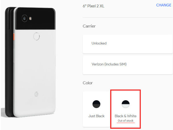 एक दिन में ही आउट ऑफ़ स्टॉक हुआ Pixel 2 XL ब्लैक एंड वाइट वैरिएंट एक दिन में ही आउट ऑफ़ स्टॉक हुआ Pixel 2 XL ब्लैक एंड वाइट वैरिएंट