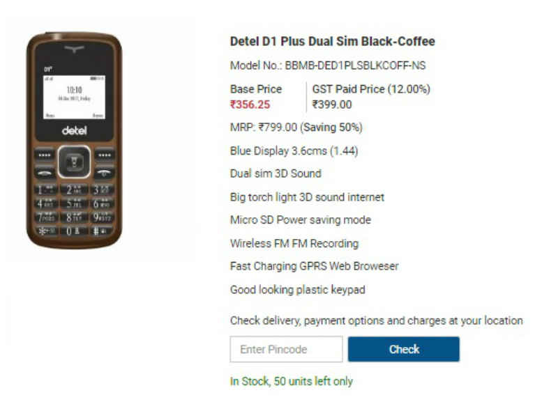 650mAh बैटरी के साथ 399 रुपए में Detel D1+ लॉन्च 650mAh बैटरी के साथ 399 रुपए में Detel D1+ लॉन्च