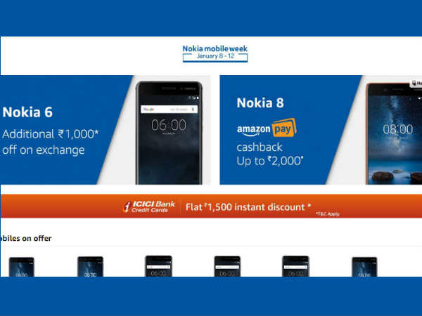 Nokia 6 और Nokia 8 पर Amazon का स्पेशल डिस्काउंट ऑफर Nokia 6 और Nokia 8 पर Amazon का स्पेशल डिस्काउंट ऑफर