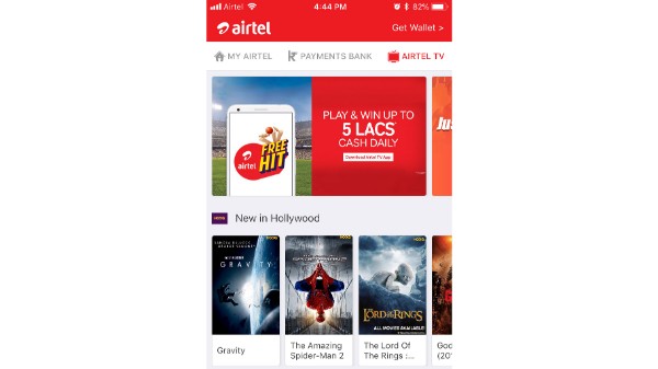 नॉन लाइव एयरटेल टीवी फ्री हिट- 