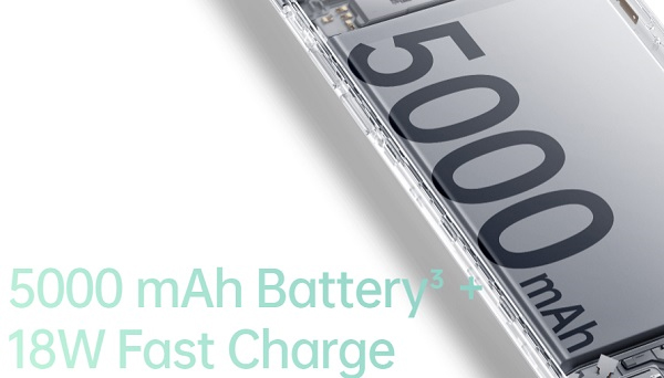 5000 एमएएच की साथ फास्ट चार्जिंग सपोर्ट