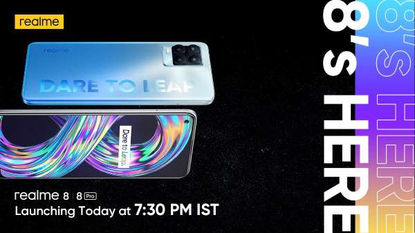 Realme 8 और Realme 8 Pro आज होंगे लॉन्च, यहां देखें लाइव स्ट्रीमिंग और पढ़ें संभावित फीचर्स Realme 8 और Realme 8 Pro आज होंगे लॉन्च, यहां देखें लाइव स्ट्रीमिंग और पढ़ें संभावित फीचर्स