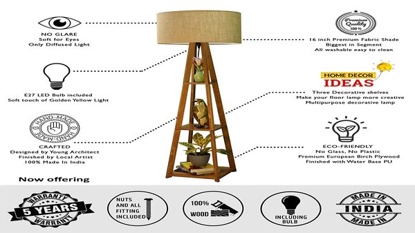 1- Crosscut furniture Wooden Floor Lamp