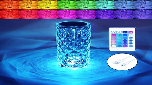 1- Odzeni Crystal Rose Diamond 16 Color Rgb Changing Mode Led Lamp