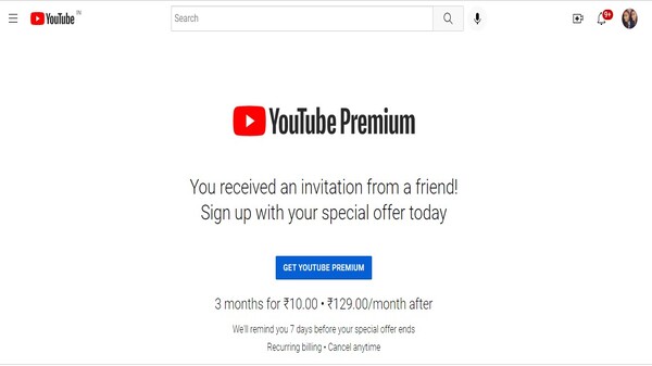 YouTube Premium:  मात्र 10 रुपये पाएं 3 महीने का सब्सक्रिप्शन