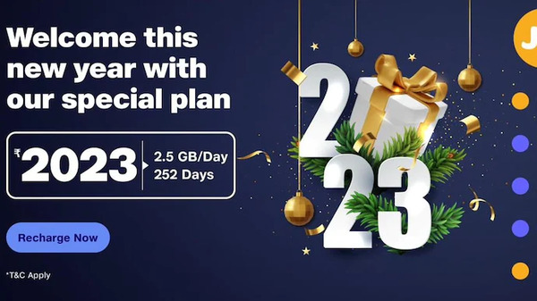 Reliance Jio ने की हैप्पी न्यू ईयर 2023 प्लान्स की घोषणा Reliance Jio ने की हैप्पी न्यू ईयर 2023 प्लान्स की घोषणा
