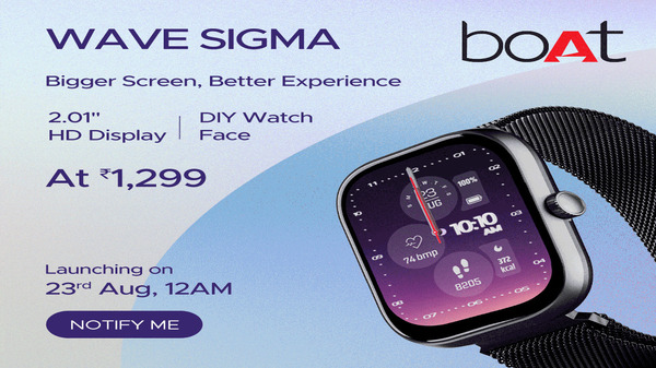 HD डिस्प्ले के साथ boAt वेव सिग्मा स्मार्टवॉच भारत में लॉन्च