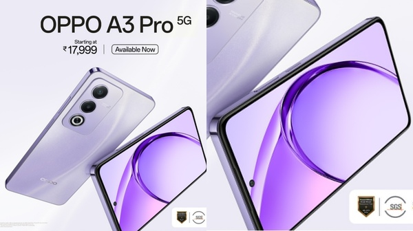 OPPO A3 Pro 5G भारत में 17,999 रुपये शुरूआती कीमत के साथ लॉन्च 
