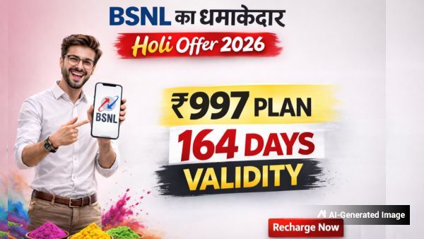 BSNL Holi 2026 Offer: ₹997 प्लान में मिलेगी 164 दिन वैलिडिटी BSNL Holi 2026 Offer: ₹997 प्लान में मिलेगी 164 दिन वैलिडिटी