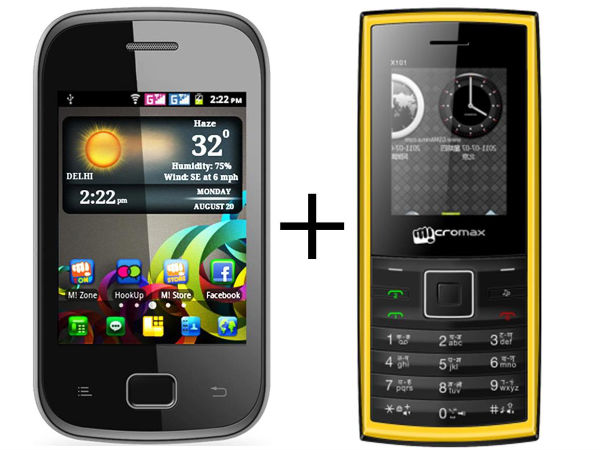 Micromax Combo : Micromax A25 + Micromax X101 Mobile Phones