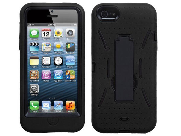 Black Impact Hard Case Cover Hybrid Kickstand Apple iPhone 5 6TH GEN Accessory